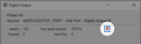The locate Phidget button is found in the device information box The locate Phidget button is found in the device information box