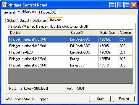 Windows Control Panel WebService Bonjour