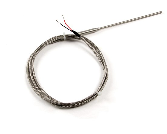 K-type thermocouple with steel sheath and overbraid