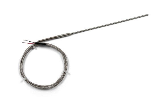 K-type thermocouple with steel sheath and overbraid